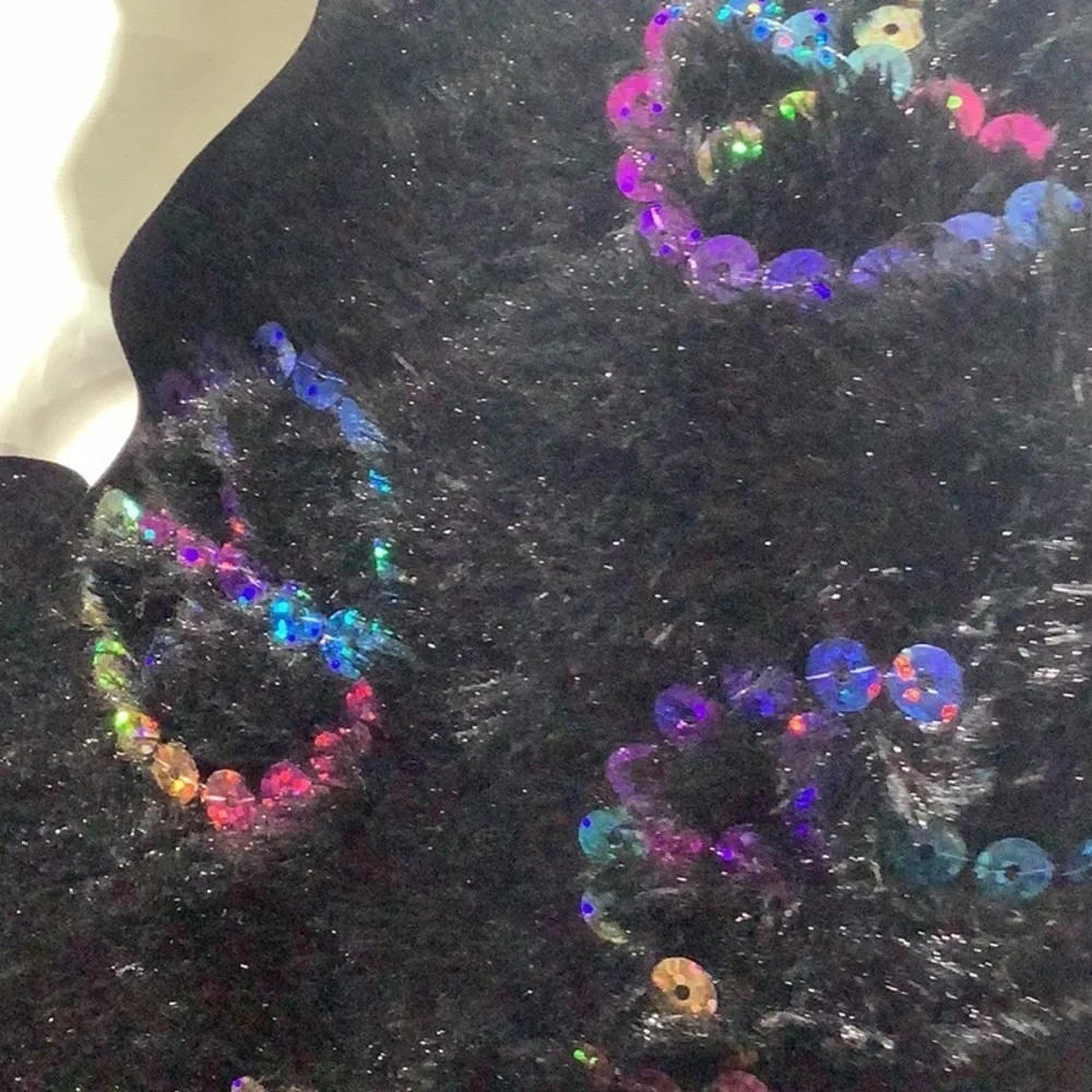 Plush heart shaped Pillow NWOT - with sequined peace signs - front and back